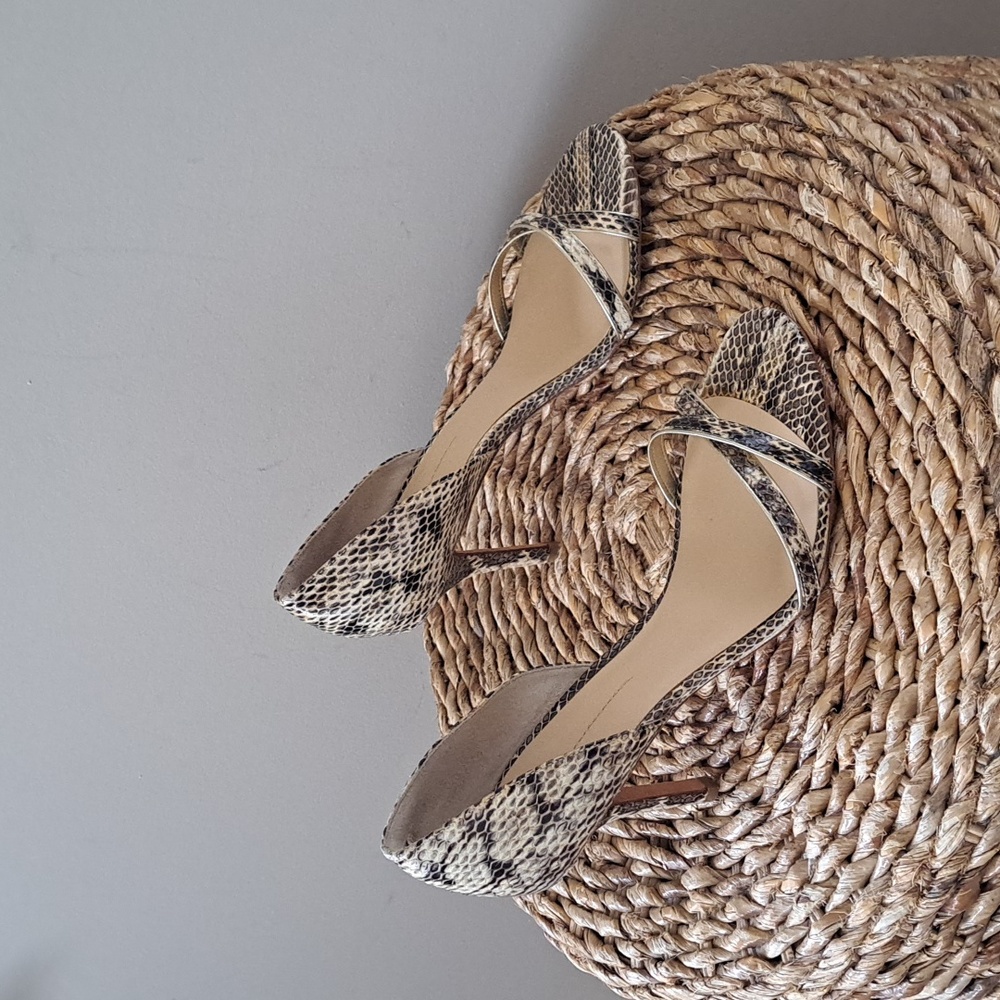 AERIN Womens Cocobay Snakeskin Print Leather Open Toe 3.5" Pump Heels‎ S-8.5